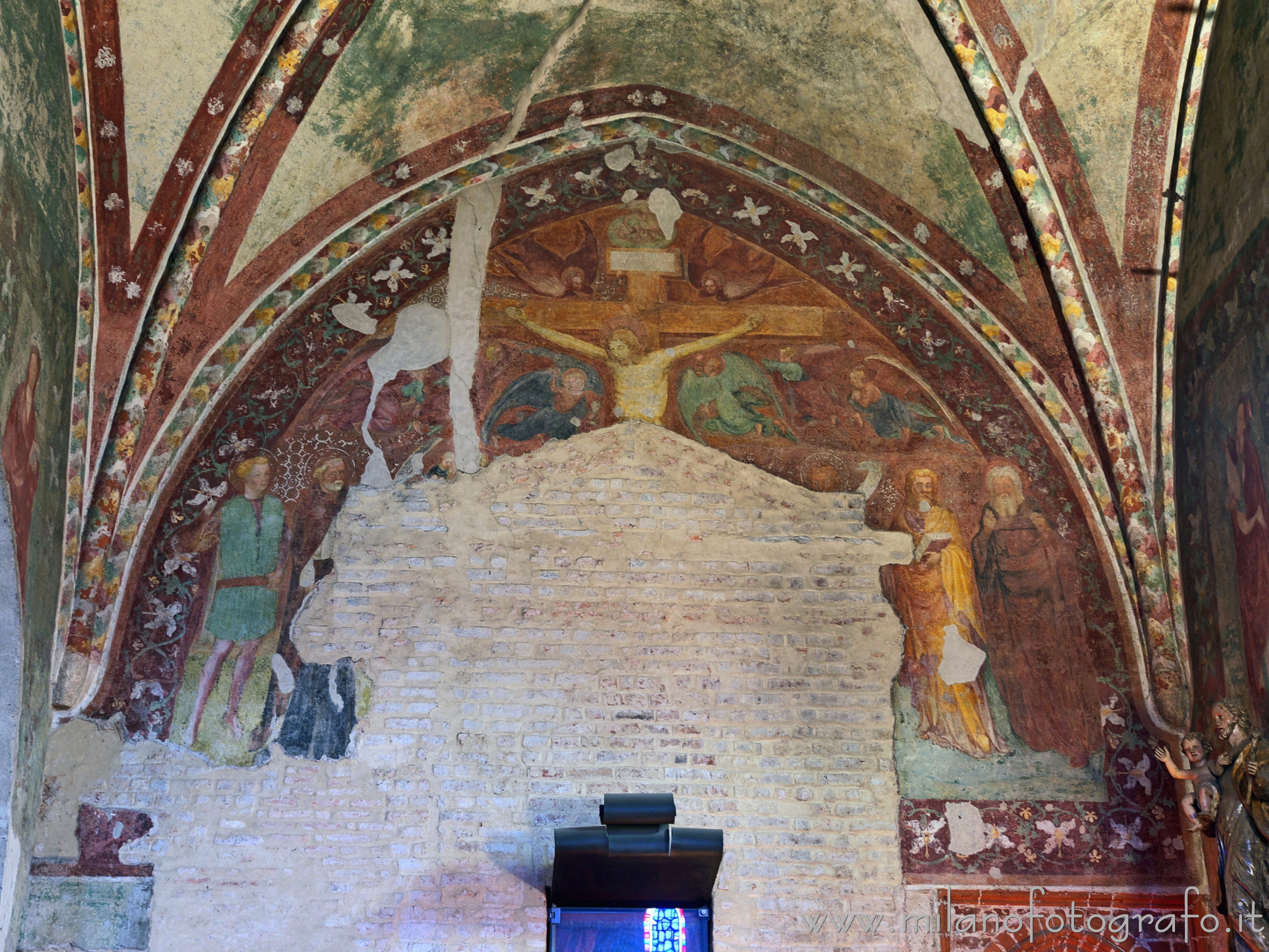 Milan (Italy) - Crucifixion on the back wall of the right nave of the Church of San Cristoforo at the Naviglio